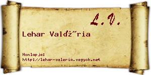 Lehar Valéria névjegykártya
